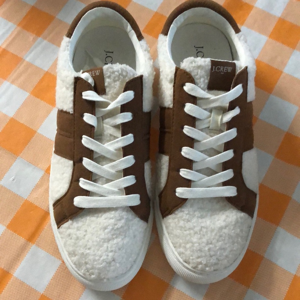 J.Crew Striped Sherpa road trip sneakers size 9.5